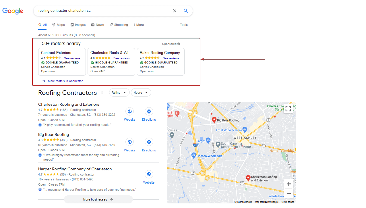 Google Local Service Ad Area